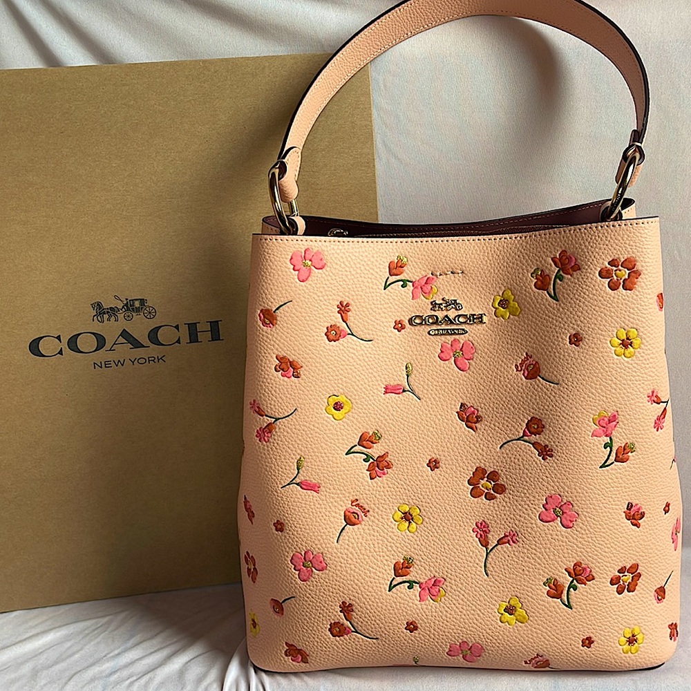Authentic COACH Bucket Bag w/ Floral Print - Pink
